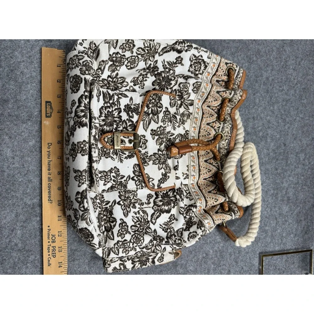 Eddie Bauer‎ Drawstring Bag Canvas Leather Vintage